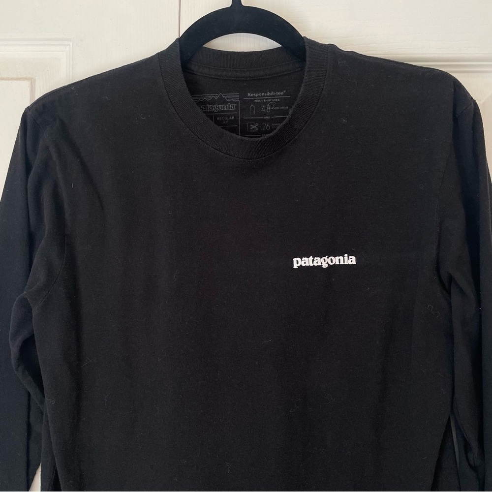 Patagonia Cotton Blend Black Logo Long Sleeve T Shirt Extra Small - Picture 2 of 5